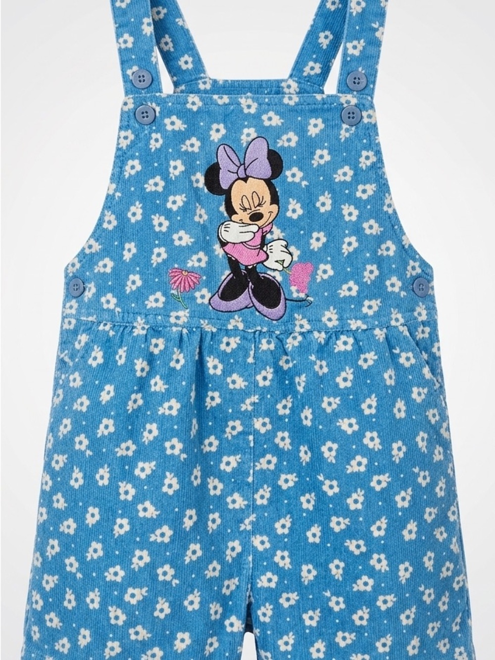 Vintage Disney Blue Floral Minnie Mouse Shortalls